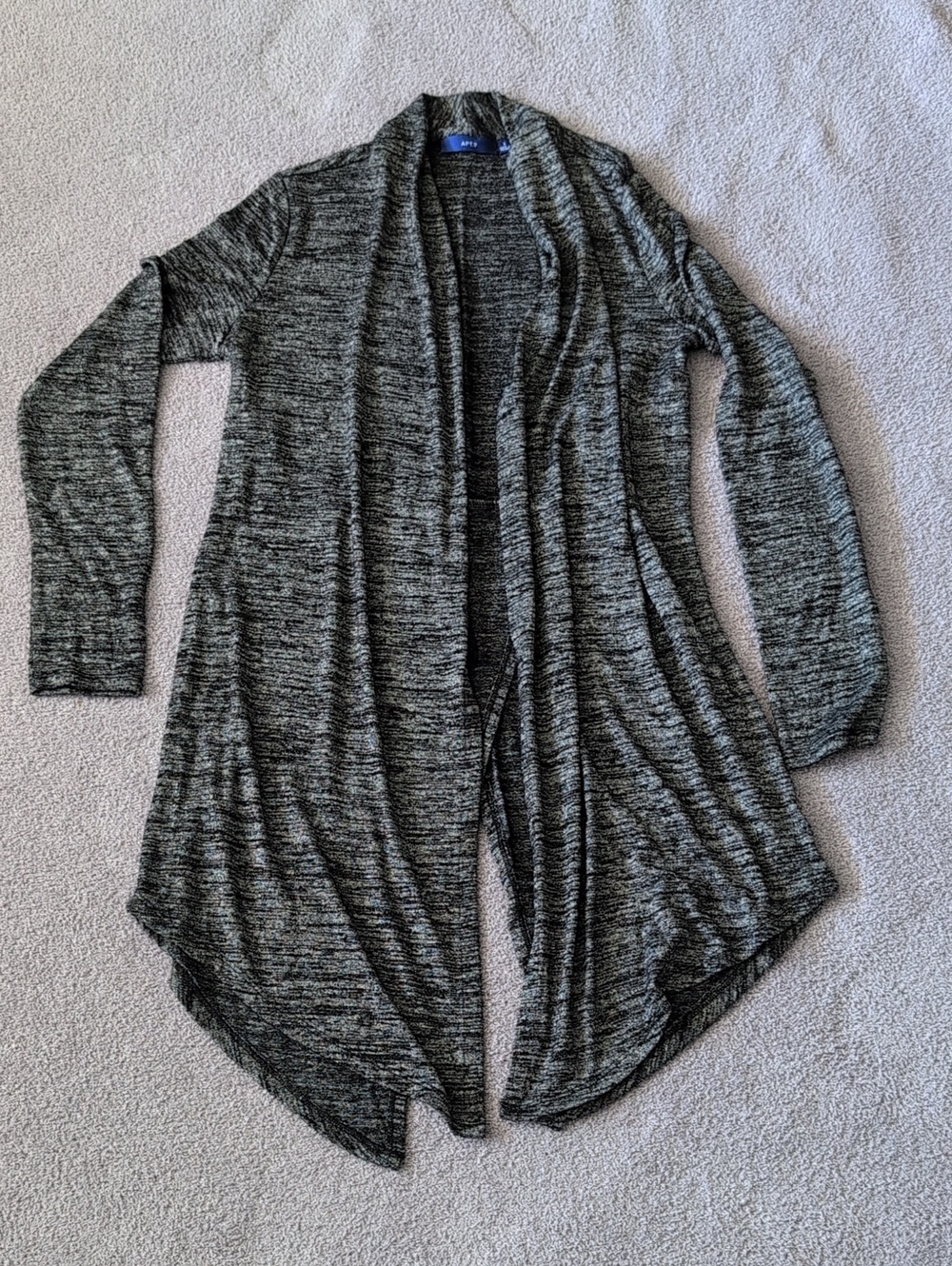 Apt. 9 Black Heather Open-Front Draped Cardigan Size S